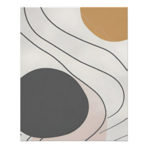 Neutrale Moderne Abstract met Stromende Lijnen Perfect Poster