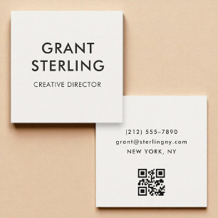 Neutrale moderne minimale typografie QR-code Vierkante Visitekaartje