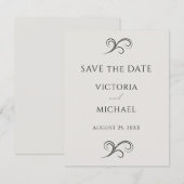 Neutrale moderne scrolls minimalistische bruiloft save the date (Voorkant / Achterkant)