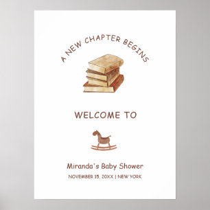 Neutrale Nieuwe Hoofdstuk Boek Baby Shower Welkom Poster