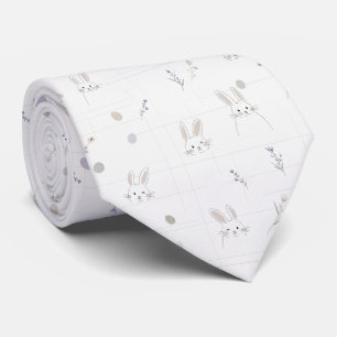 Neutrale Paashaas Pastel Bloem Motief Stropdas