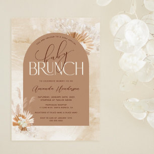 Neutrale Pampas Baby Brunch Baby Shower Kaart