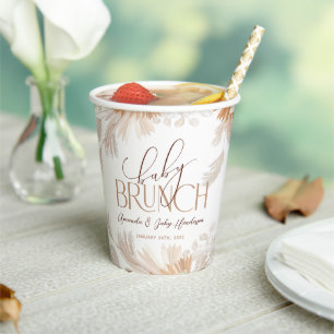 Neutrale Pampas Baby Brunch Baby Shower Papieren Bekers