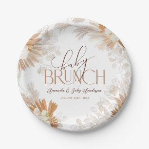 Neutrale Pampas Baby Brunch Baby Shower Papieren Bordje