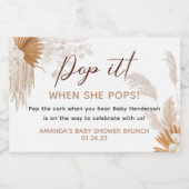 Neutrale Pampas Grass Favor Sparkling Wijnetiket (Enkel label)