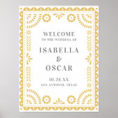 Neutrale papel Picado geïnspireerde bruiloft Welko Poster (Voorkant)