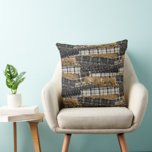 Neutrale Patchwork Plaid Kussen