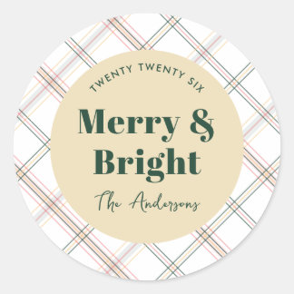 Neutrale Plaid Moderne Prettig & Helder Kerstmis Ronde Sticker