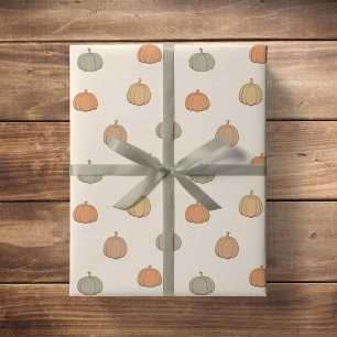 Neutrale Pompoen Boho Beige Halloween Herfst Gedem Cadeaupapier