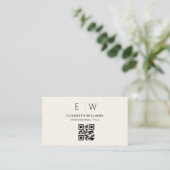 Neutrale QR-code monogram minimalistisch modern Visitekaartje (Staand voorkant)