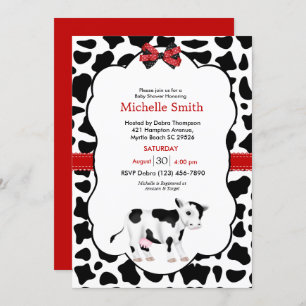 Neutrale Red Black Koe Print Baby shower Kaart