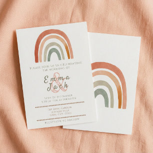 Neutrale regenboog boho zachte tonen bruiloft kaart