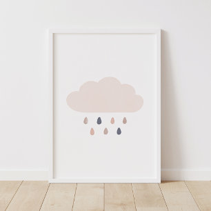 Neutrale Regenwolk Kinderkamer Poster