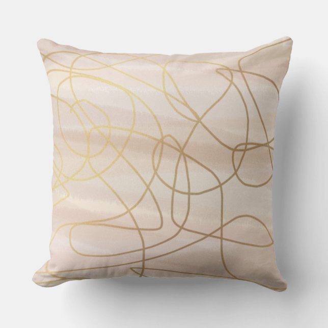 Neutrale roze Waterverf Gold kribble Sierkussen (Voorkant)