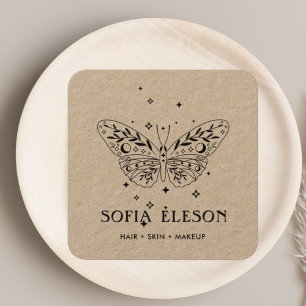 Neutrale rustieke ambacht zwarte vlinder schoonhei vierkante visitekaartje