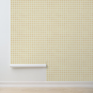 Neutrale rustieke beige crème klein gingham patroo behang