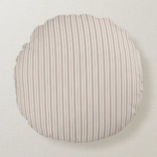 Neutrale Rustieke Boerderij Gestreepte Beige & Tau Rond Kussen