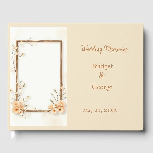 Neutrale rustieke botanische bruiloft gastenboek (Voorkant)