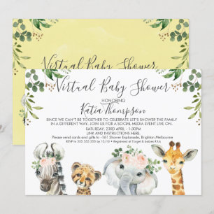 Neutrale Safari-dieren Virtueel Baby shower Kaart