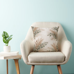 Neutrale Sage en Beige Pampas Botanisch Kussen