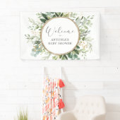 Neutrale Salie Groene Goud Baby Shower Welkom Spandoek (Insitu)
