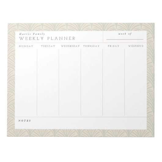 Neutrale Scallops Family Weekly Planner Blocnote (Voorkant)
