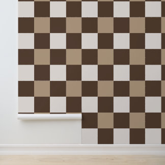 Neutrale Schachbrettbehang | Mocha & Crème Behang
