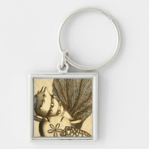 Neutrale schalen en koraal Collectie Sleutelhanger