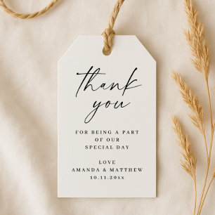 Neutrale Script Trouw Dank Je Wel   Zwart & Wit Cadeaulabel