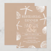 Neutrale Seashells Beach Wedding Rehearsal Dinner Kaart (Voorkant / Achterkant)