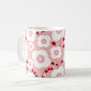 Neutrale stoffen - Poppies roze Koffiemok