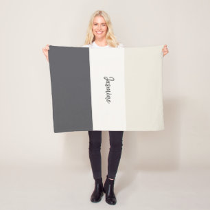 Neutrale strepen personaliseren naam fleece deken