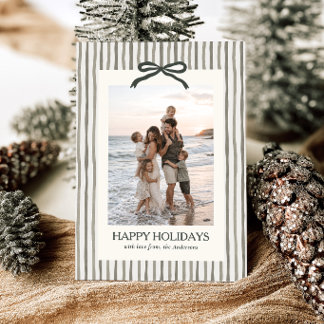Neutrale Strepen Prettig Kerst Foto Feestdagenkaart