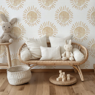 Neutrale Sun Blockprint Peel & Stick Wallpaper Behang