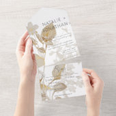 Neutrale Tan Wildbloemen Modern Dinner All In One Uitnodiging (Afscheurbaar)