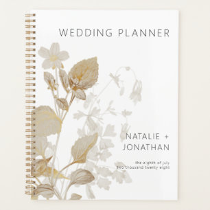 Neutrale Tan Wildbloemen Moderne bruiloft Planner
