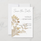 Neutrale Tan Wildbloemen Moderne bruiloft Save The Date (Voorkant)