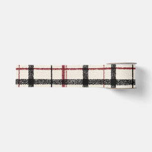 Neutrale tartan wit zwart en rood grosgrain lint