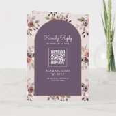 Neutrale Taupe Bloemencode QR Code Stof Paarse Bru (Achterkant)