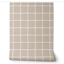 Neutrale Taupe Geruite Scandi Minimalist Behang