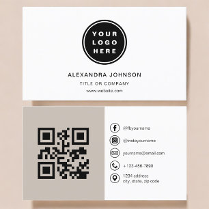 Neutrale Taupe QR-code social media Visitekaartje