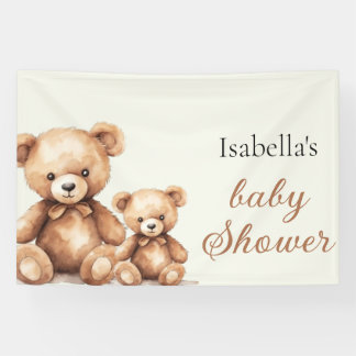 Neutrale teddybeer babyshower achtergrond banner