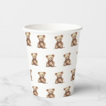 Neutrale teddybeer babyshower papieren bekers