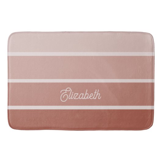 Neutrale Terracotta | Ombre Strepen met Script Badmat (Voorkant)