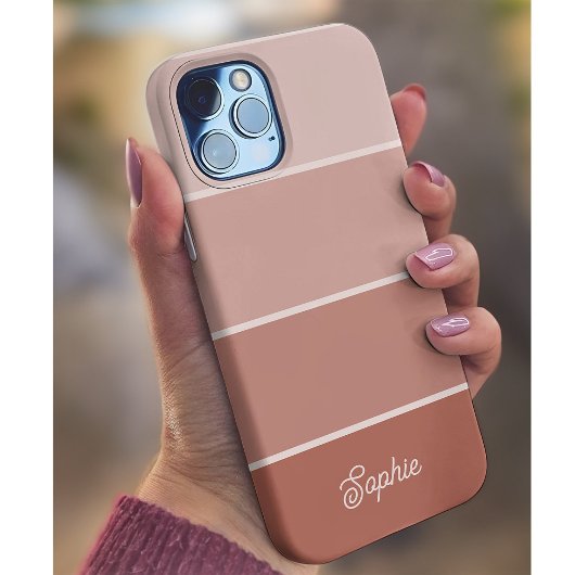 Neutrale Terracotta | Ombre Strepen met Script Case-Mate iPhone Case