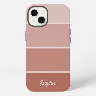 Neutrale Terracotta Ombre Strepen met Script iPhone 13 Hoesje
