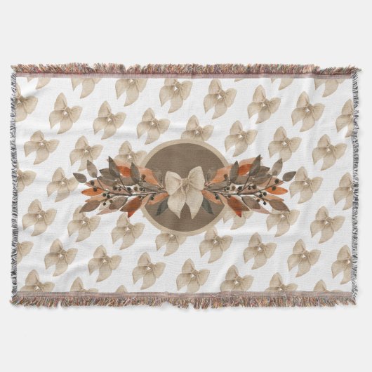 Neutrale “Thanksgiving Taupe Leaves” Deken (Voorkant)
