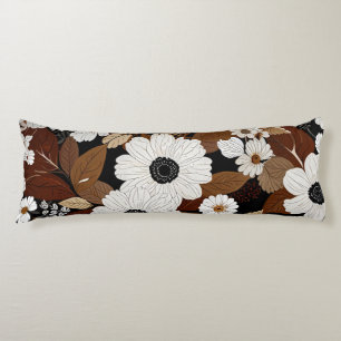 Neutrale tinten Elegante bloemen op zwart Lichaamskussen