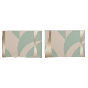 Neutrale Tonaard Beige & Zachte Groen met Gouden S Kussensloop