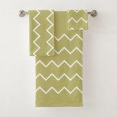 Neutrale Töne Khaki mit weißen Zacken Bad Handdoek (Insitu)